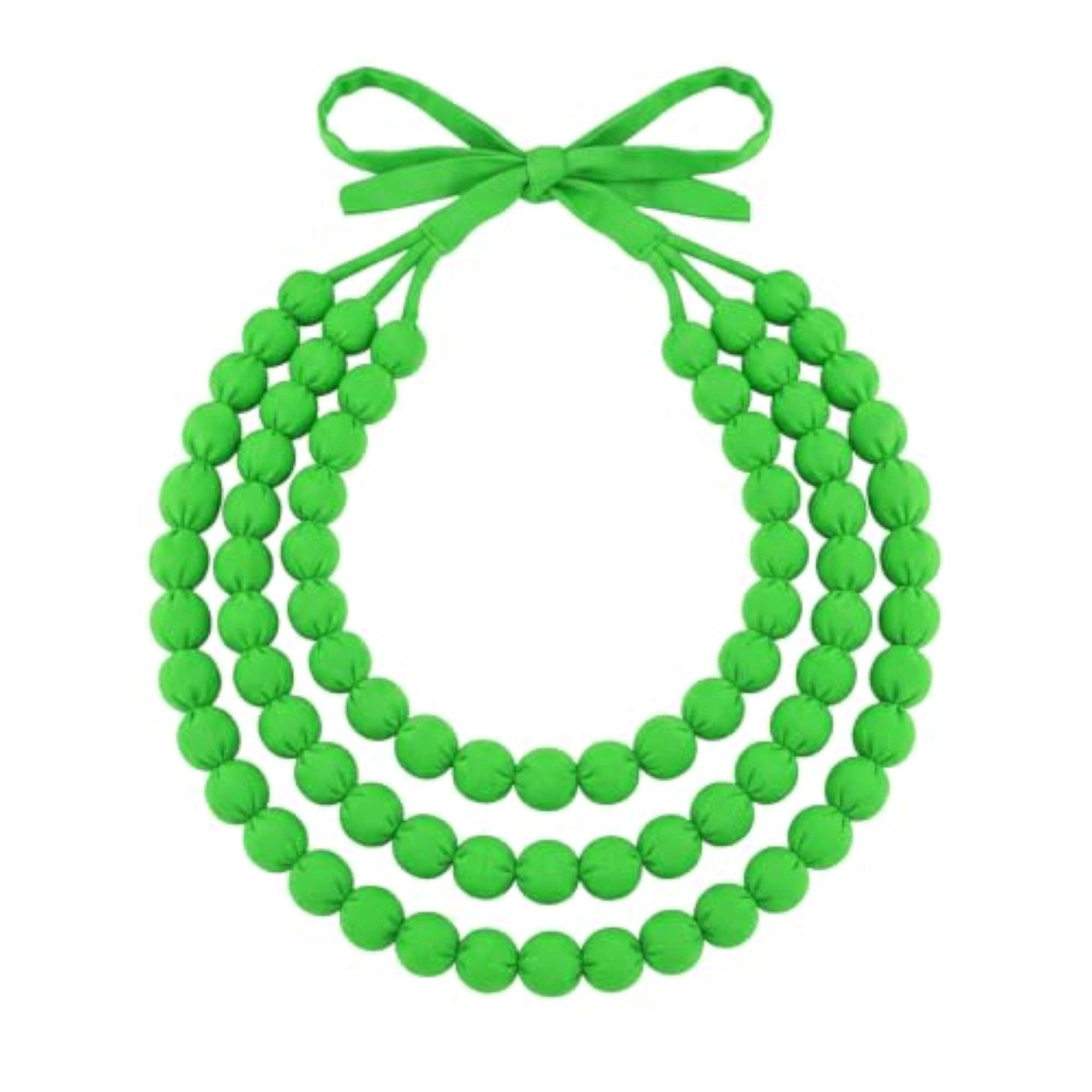 Handmade Triple Layer Fabric Bead Necklace, Adjustable
